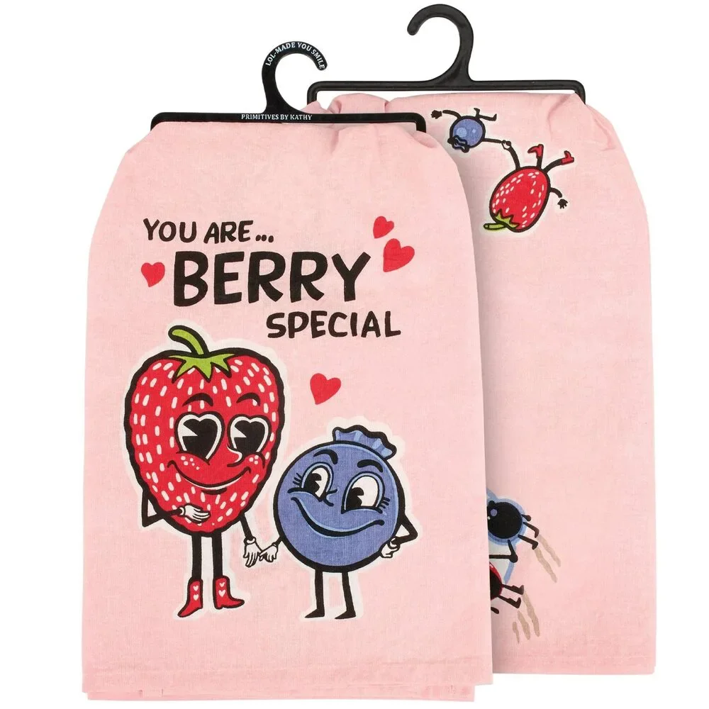 You Are Berry Special Kitchen Towel | Pink Strawberry & Blueberry Cotton Towel